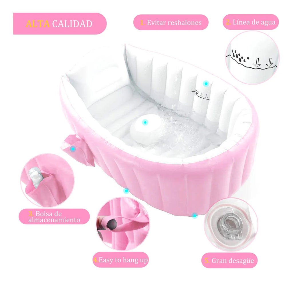 🛁👶 Bañera Inflable para Bebé Portátil y Segura – Ideal para Baño y Juego 💦✨